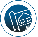 Icono de compra de lote y construcción