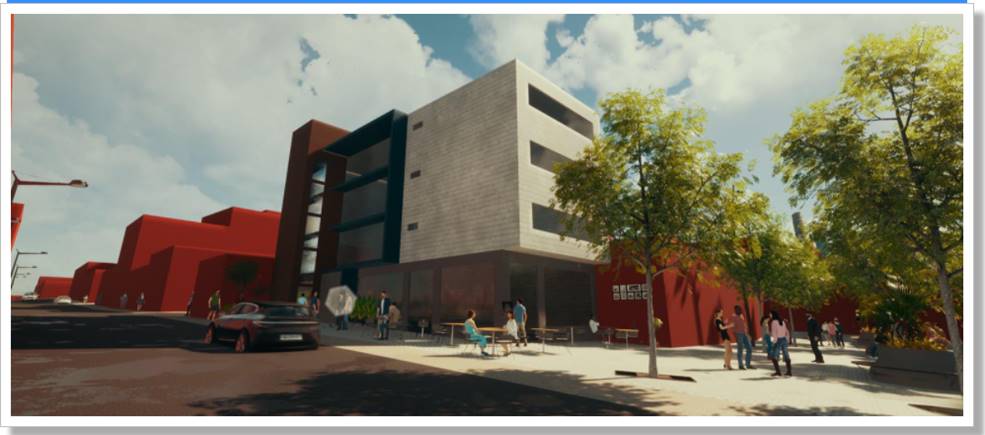 Ilustración de como quedaría un proyecto de Vivienda Urbana Inclusiva y Sostenible.