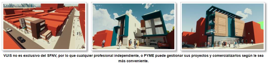 Ilustraciones diversas de cómo quedarían los proyectos de Vivienda Urbana Inclusiva y Sostenible.