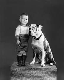 A child standing next to a dog

Description automatically generated