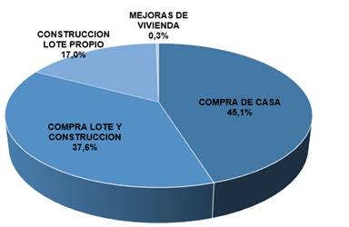 Gráfico que muestra los porcentajes de casos del Programa para Familias de Ingresos Medios por plan de inversión.