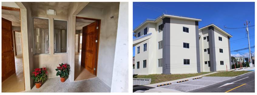 Fotografías del proyecto de vivienda entregado Almendares en Sagrada Familia, San José.