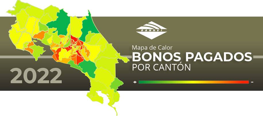 Mapa de calor con la distribuci&oacute;n de los bonos otorgados en el 2022 por cant&oacute;n.