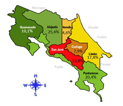 Mapa del porcentaje de los bonos otorgados por provincia en el 2022.